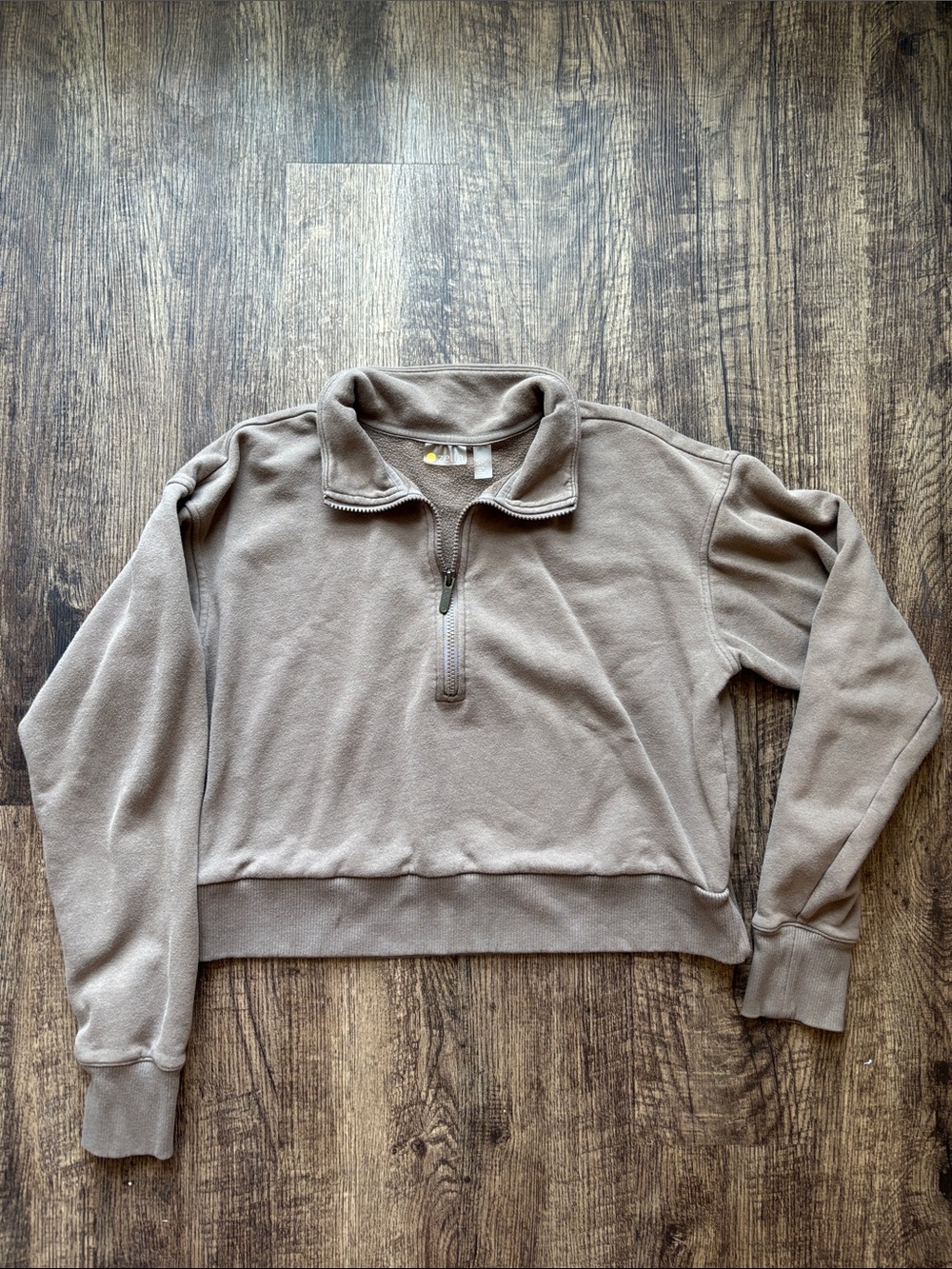 Zella Taupe Half-Zip Cowl Pullover